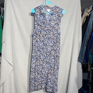 J. Jill Blue and White Floral Midi Dress